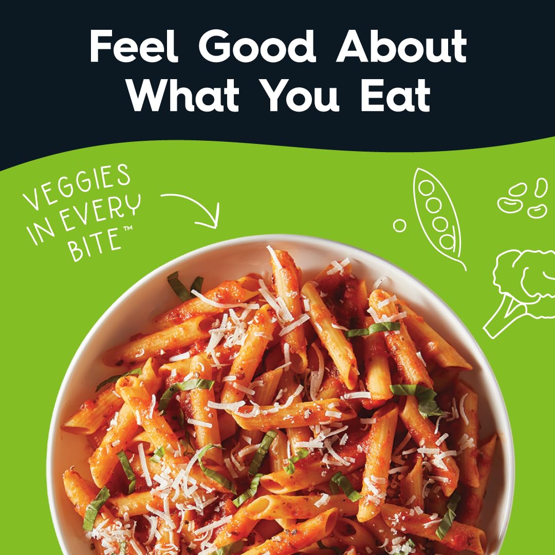 Cooked al dente Veggiecraft Farms Penne Pasta on plate with sauce
