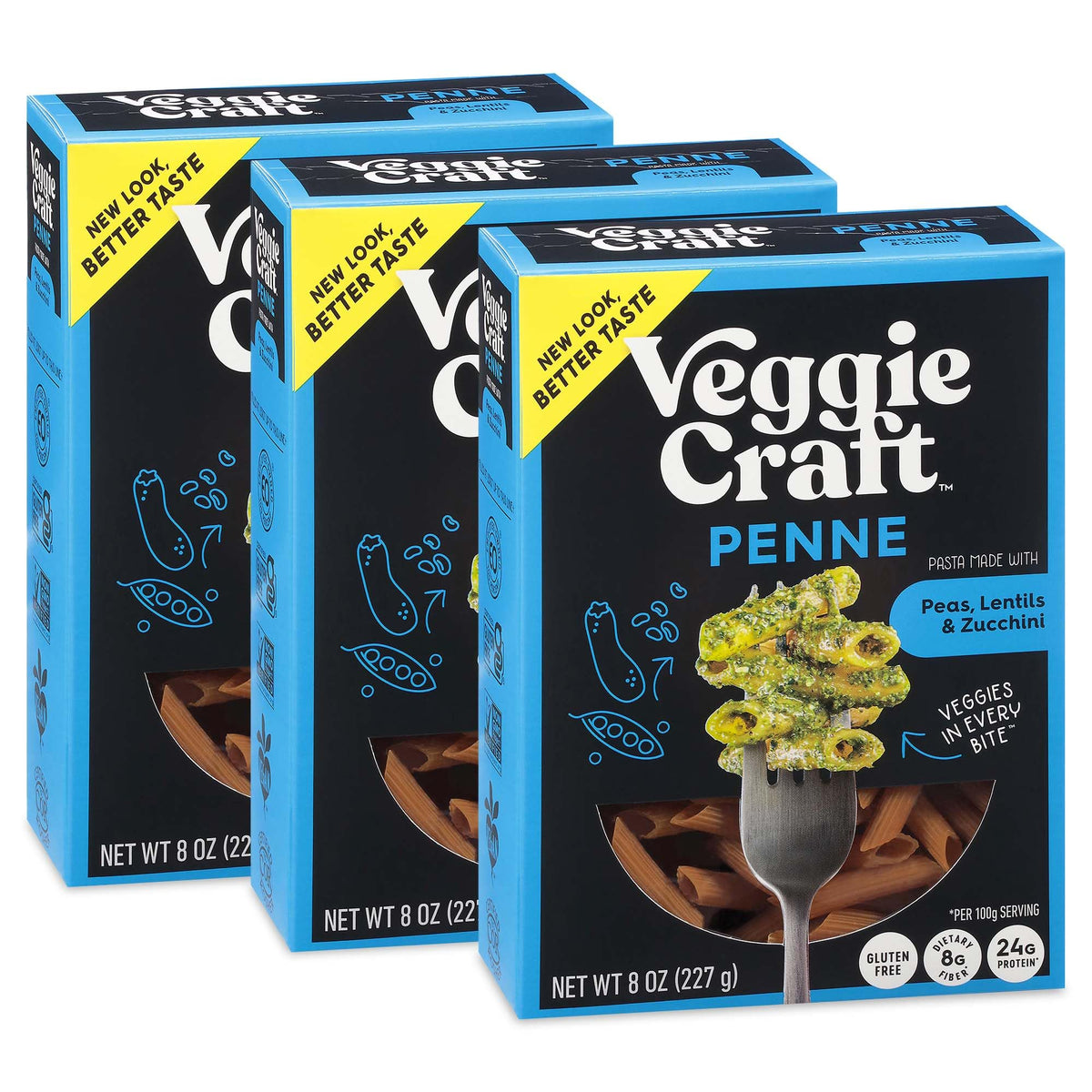 Veggiecraft Farms Penne pasta new recipe on stove for quick weeknight meals.