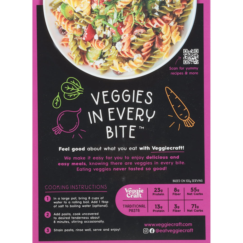 Rainbow Rotini plated with pesto—savory, veggie-forward Italian-inspired dish