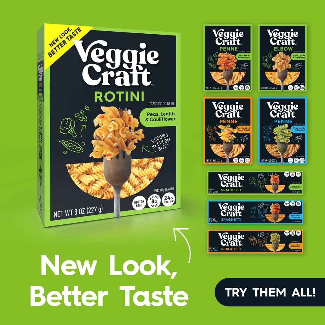 Cooked Veggiecraft Farms Rotini pasta plated neatly