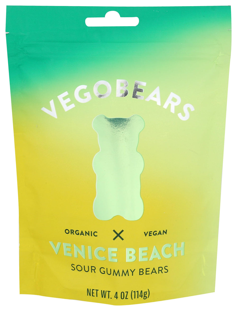 Vegobears Sour Gummy Bears 4oz pack front — tangy organic snack