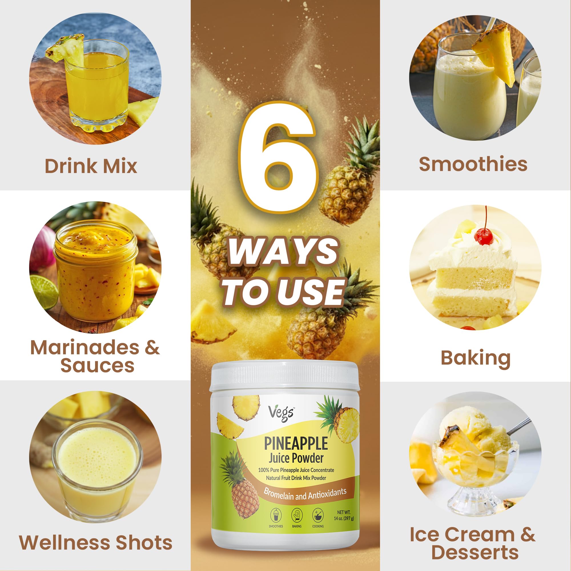 Pineapple powder in a mixing bowl topping desserts