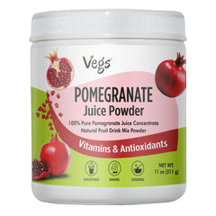 Vegs Pomegranate Juice Powder bag shows the powder, ideal for antioxidant-rich smoothies