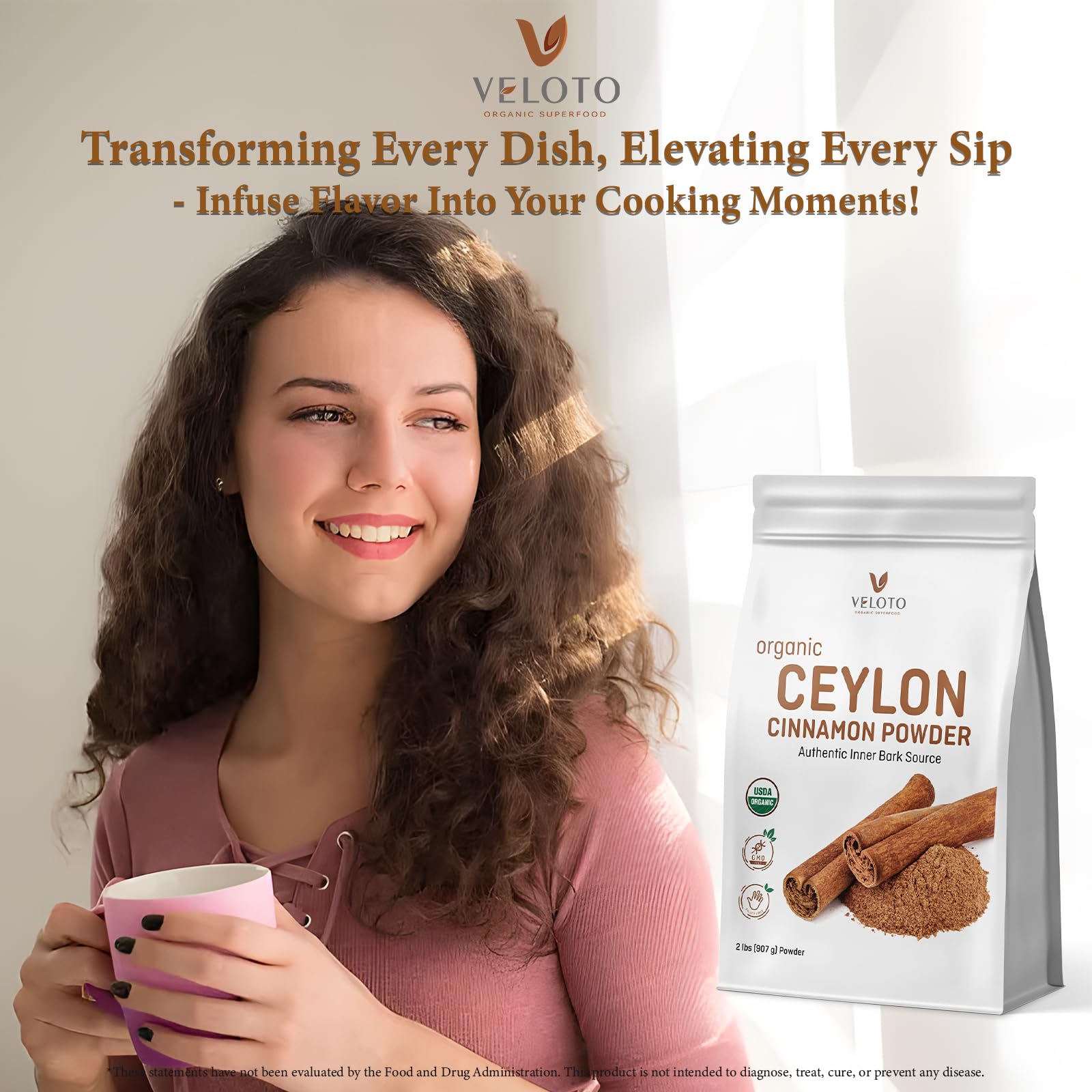 Veloto Cinnamon Powder for baking delivers smooth texture.
