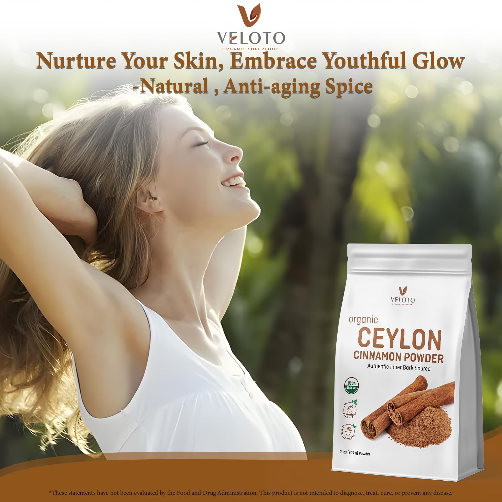 Veloto Resealable bag with spoon preserves freshness.