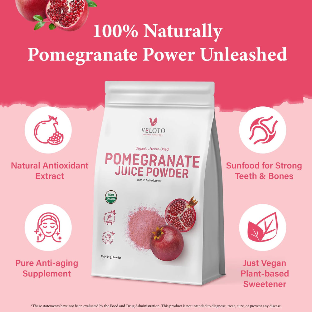 VELOTO pomegranate powder dispensing jar for quick shakes.