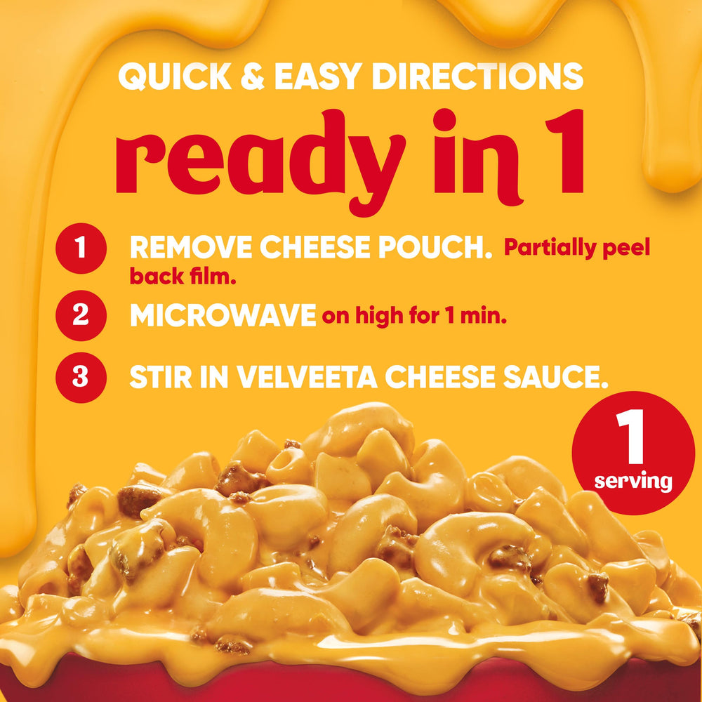 Creamy melt texture of Velveeta Cheesy Bowls close-up