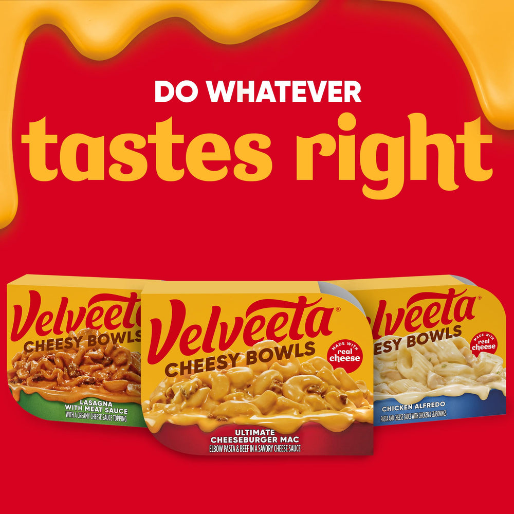 Nutritional note: Velveeta Cheesy Bowls 16g protein per bowl