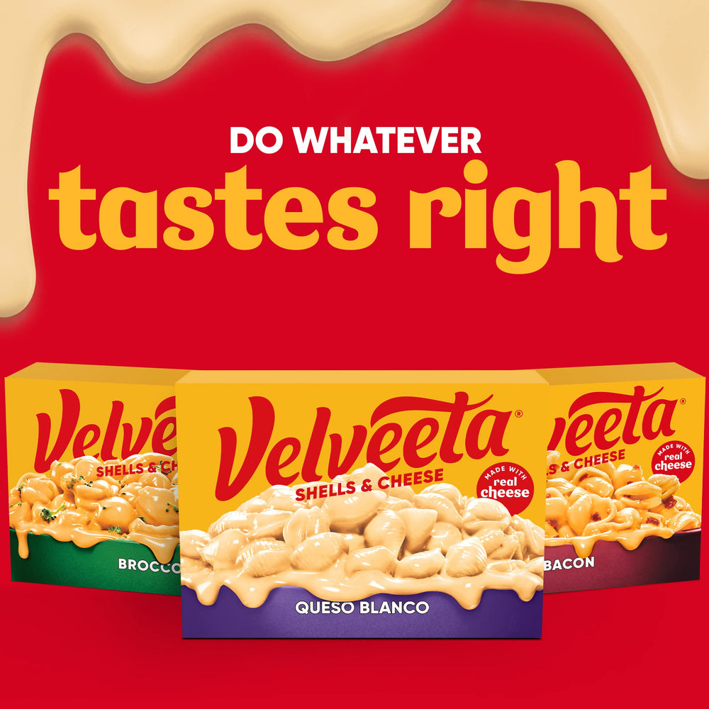 Velveeta family dinner plate featuring cheesy shells.