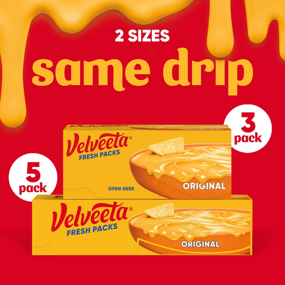 Velveeta Fresh Packs box keeping freshness in a refrigerator