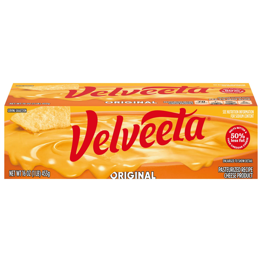 Velveeta Original block melts to a creamy texture ideal for sauces and dips.
