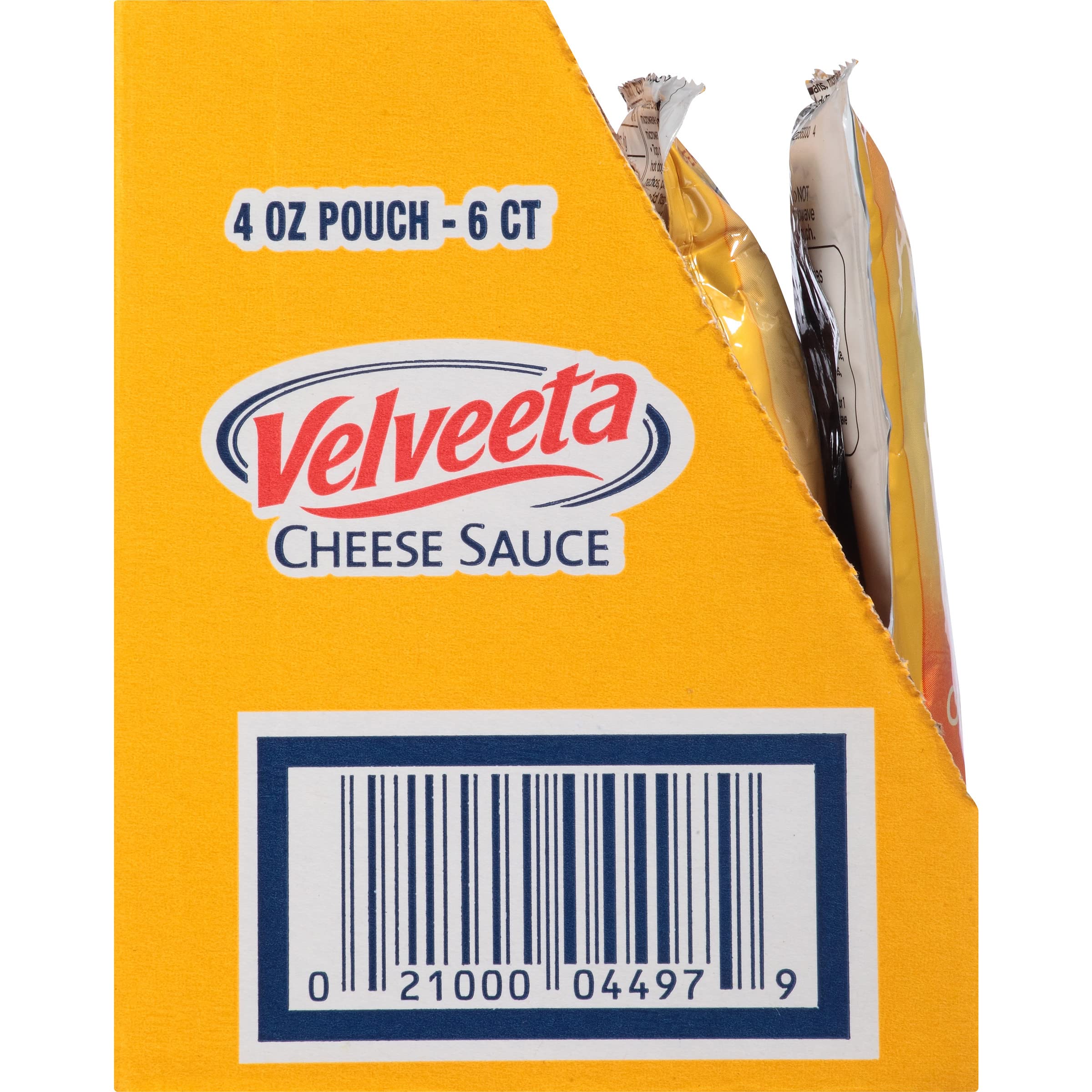 Velveeta Original Cheese Sauce pouches baked potatoes, creamy drizzle boosts flavor.