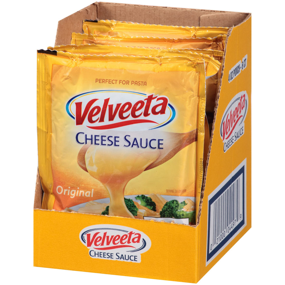 Velveeta Original Cheese Sauce pouches ideal for creamy mac and cheese.