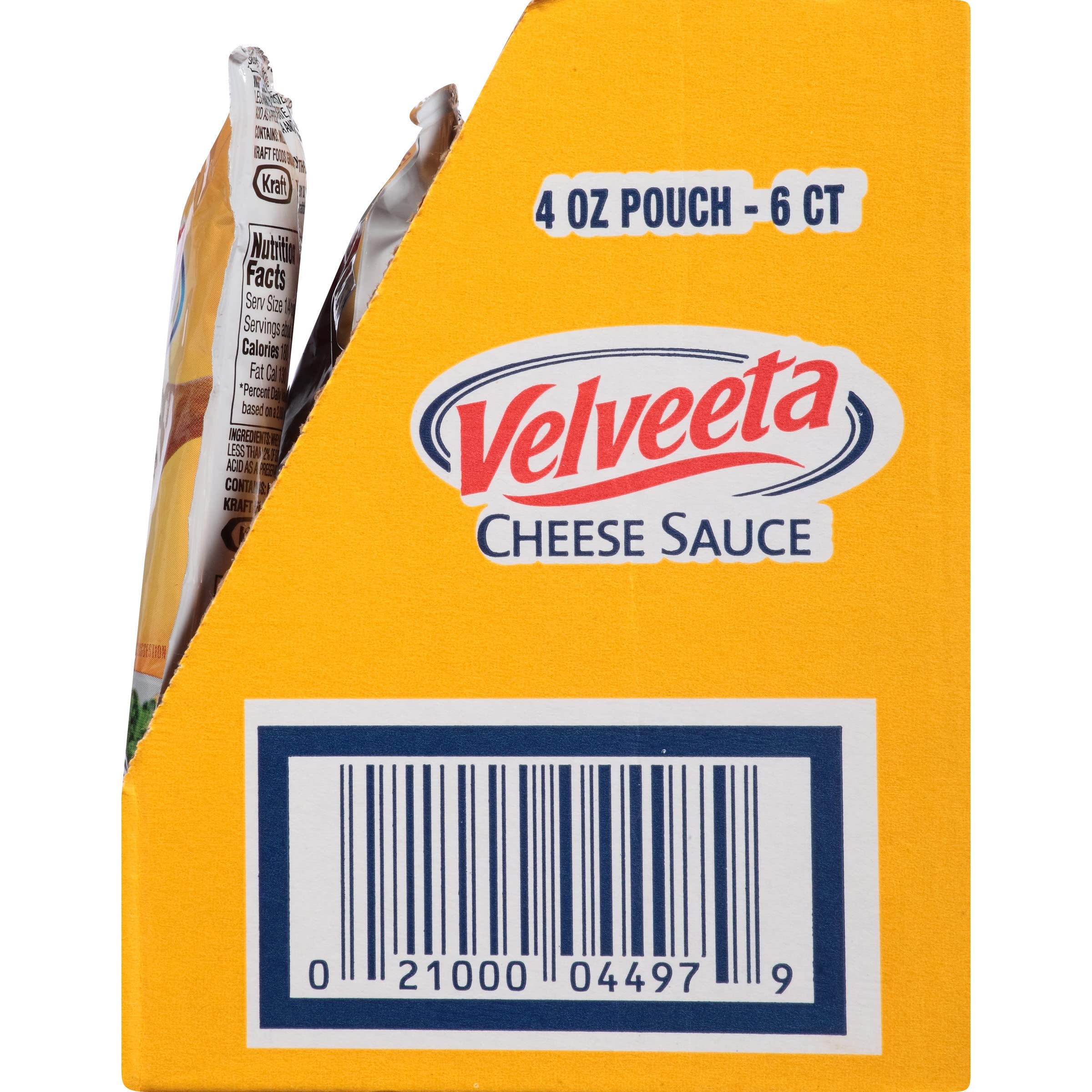 Velveeta Original Cheese Sauce pouches on nachos provide gooey topping.