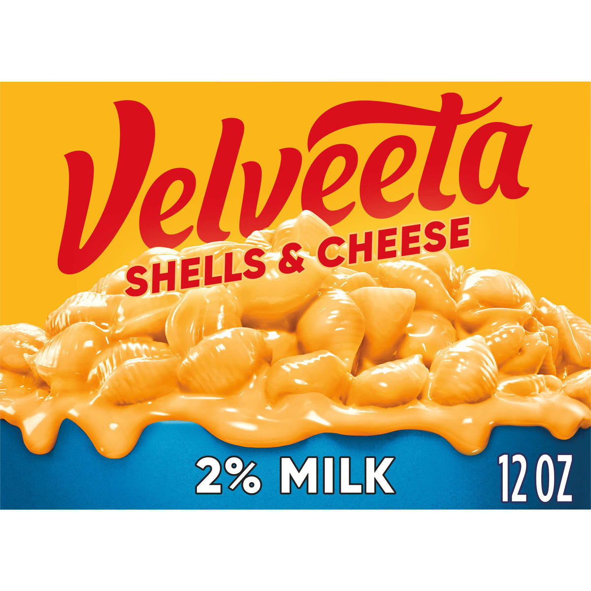 Velveeta Shells and Cheese box with spoon for quick family-friendly dinners.