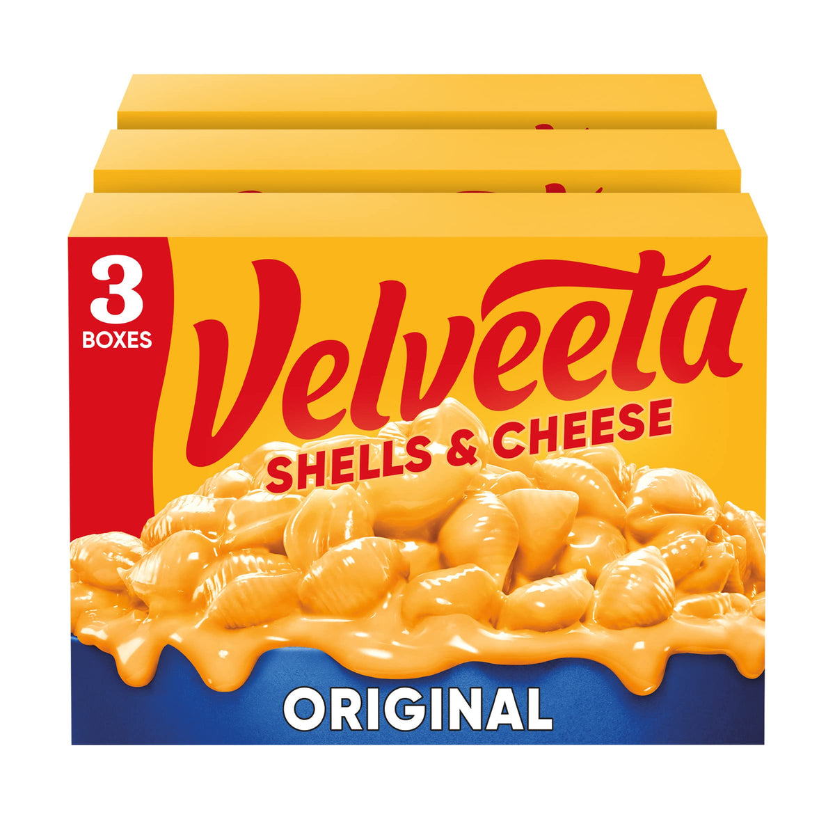 Velveeta Shells & Cheese original pasta being cooked for a quick family dinner.