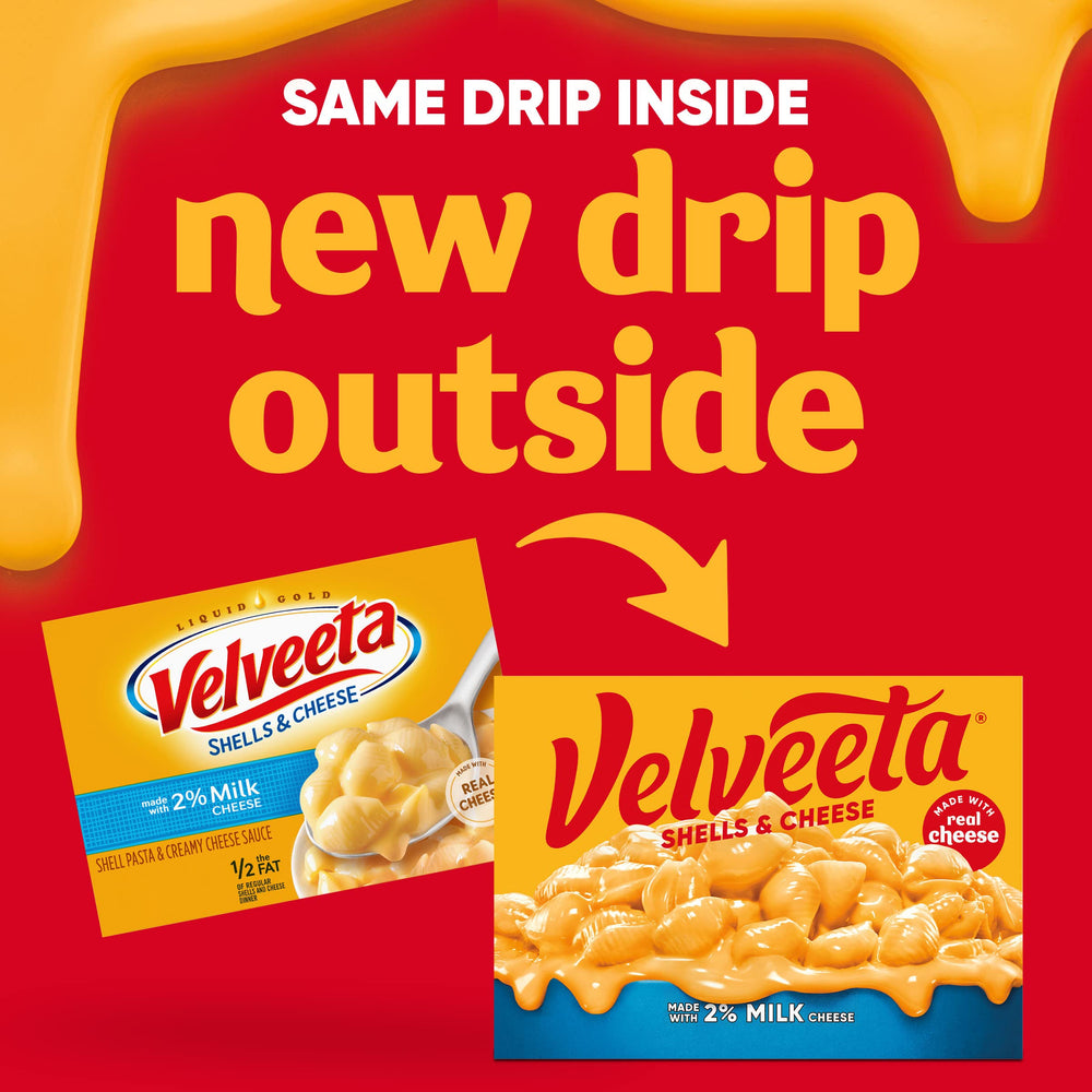Velveeta Shells and Cheese serving bowl demonstrates easy weeknight meal.