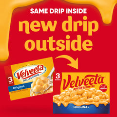 Three boxes from Velveeta bundle displayed on a kitchen counter.