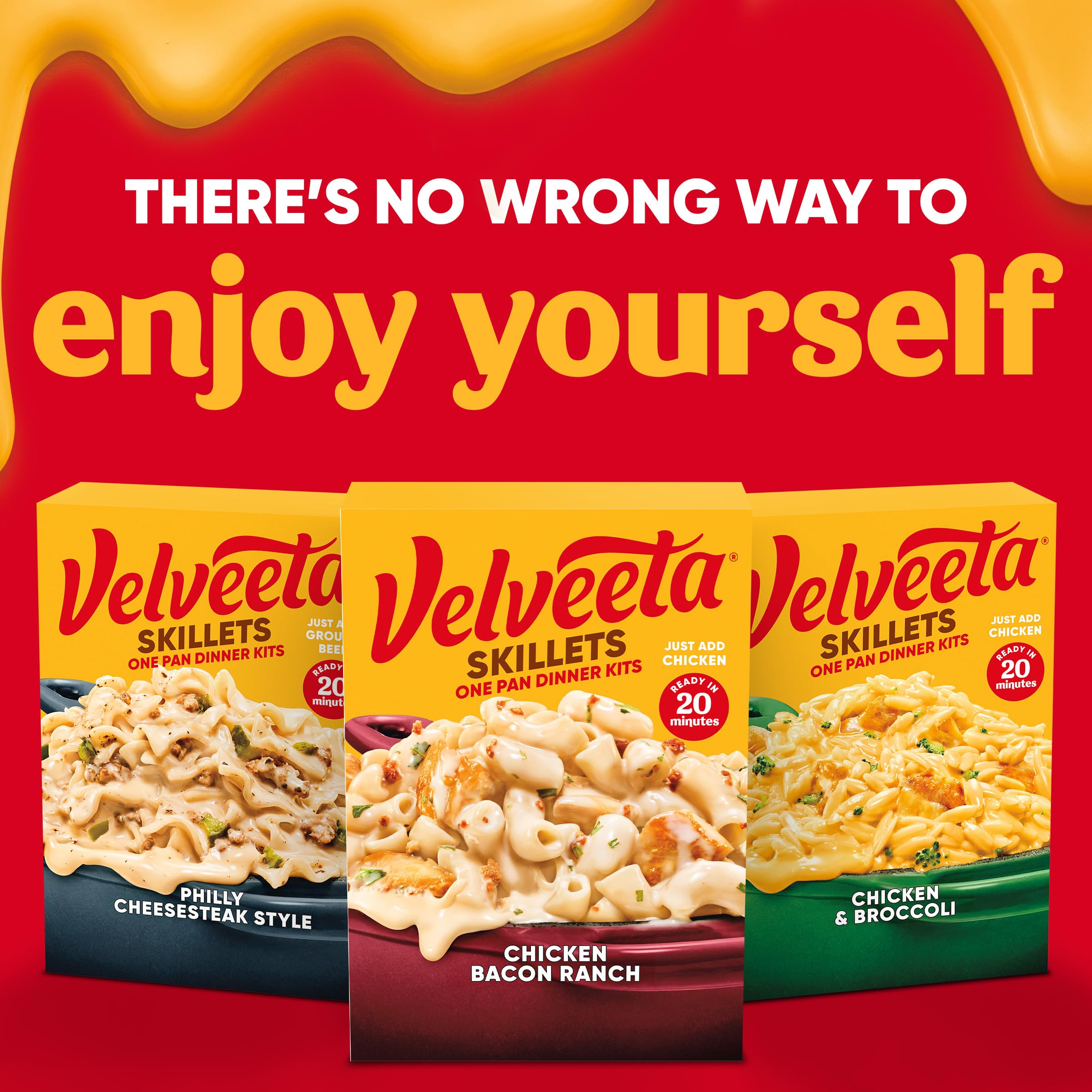 Velveeta Skillets cooking chicken with water and pasta in one pan.