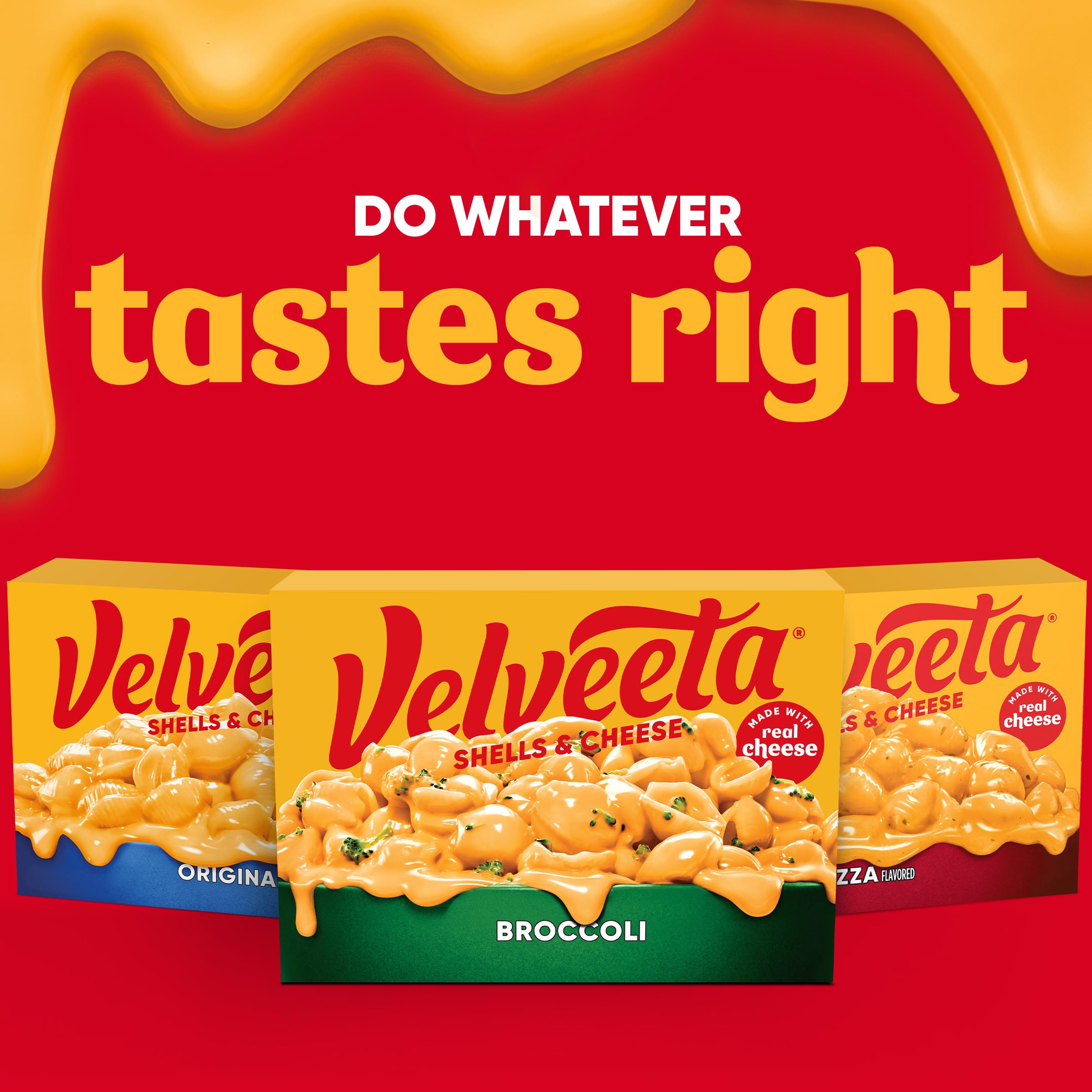 Unopened Velveeta box shown with serving suggestion image.