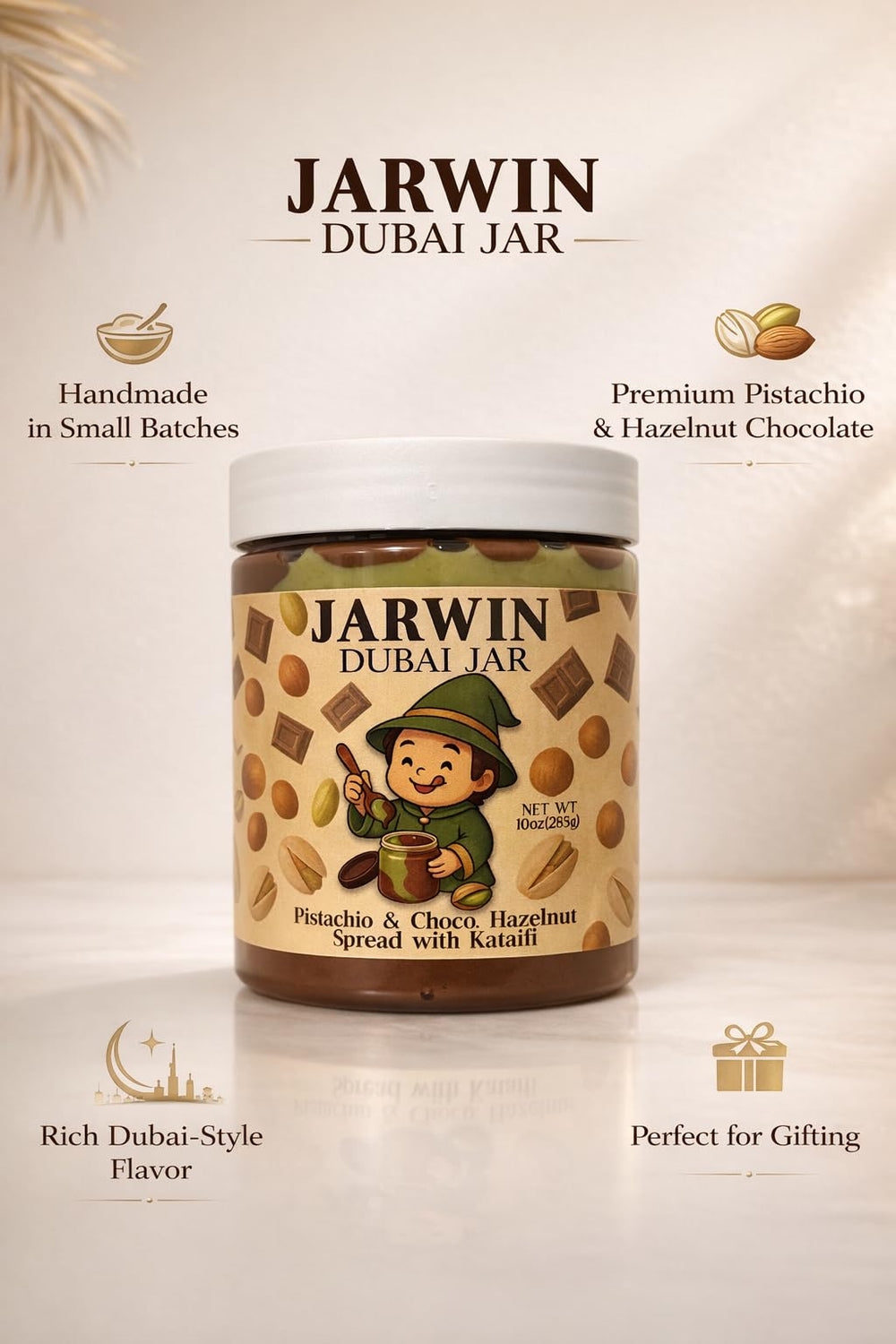 Velvet Chocolate Jarwin Dubai creamy-crunch texture supports versatile serving straight from the jar.