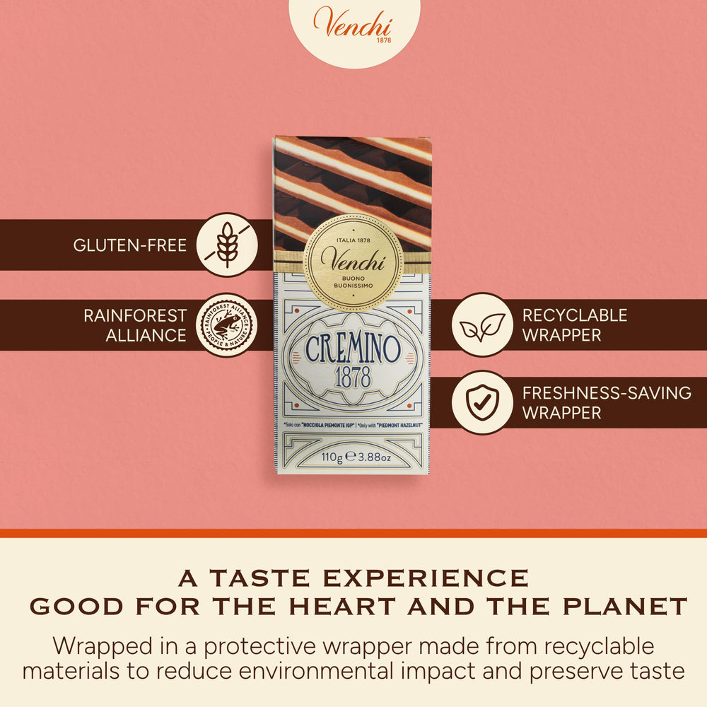 Venchi Cremino 1878 freshness-wrapper preserves peak flavor.