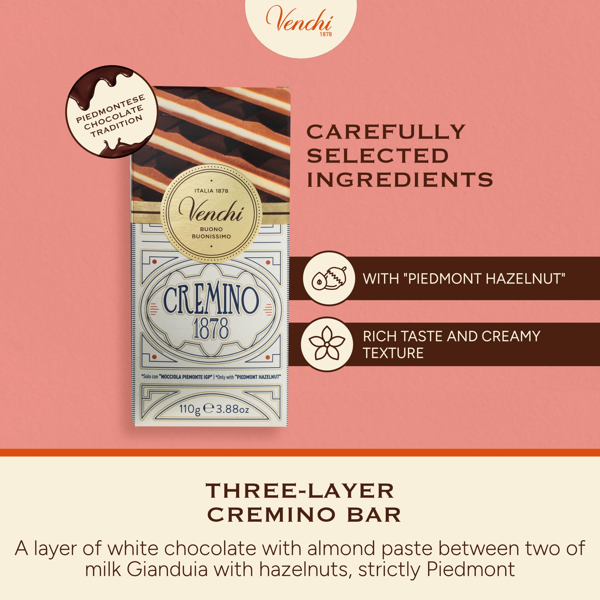 Venchi Cremino 1878 is gluten-free and crafted with natural ingredients.