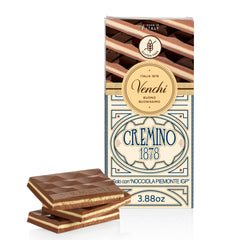 Venchi Cremino 1878 bar with white chocolate and almond paste—silky, refined indulgence.
