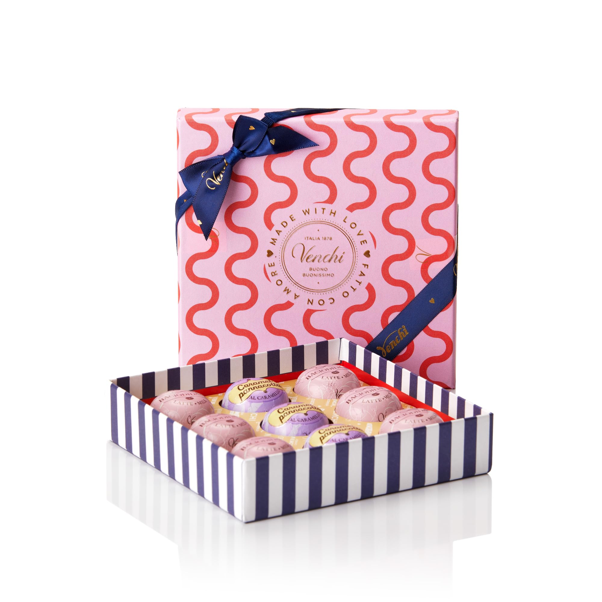 Venchi gift box with nine milk chocolate BacioDiDama, perfect for gifting.