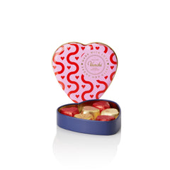 Venchi heart-shaped tin box with milk and dark chocolates, ideal gift for sharing