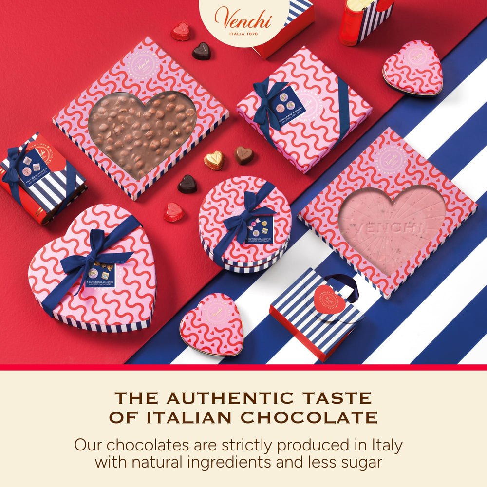 Venchi chocolates crafted in Italy, highlighting natural ingredients and craftsmanship.