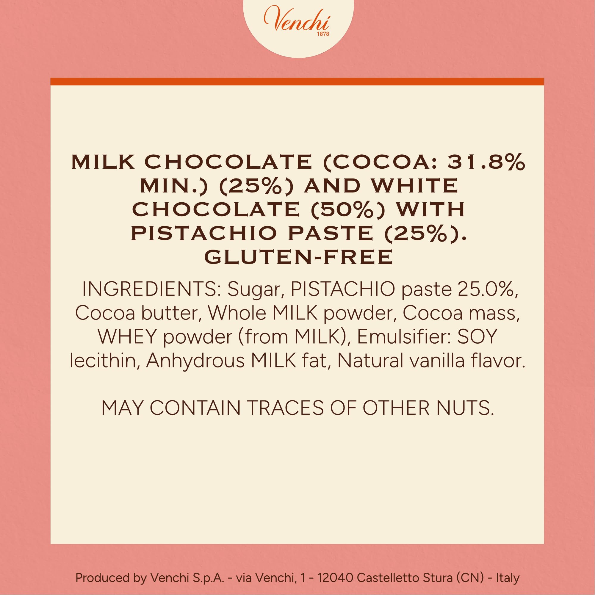 Venchi Milk Pistachio Gianduja Layer close-up highlighting creamy texture
