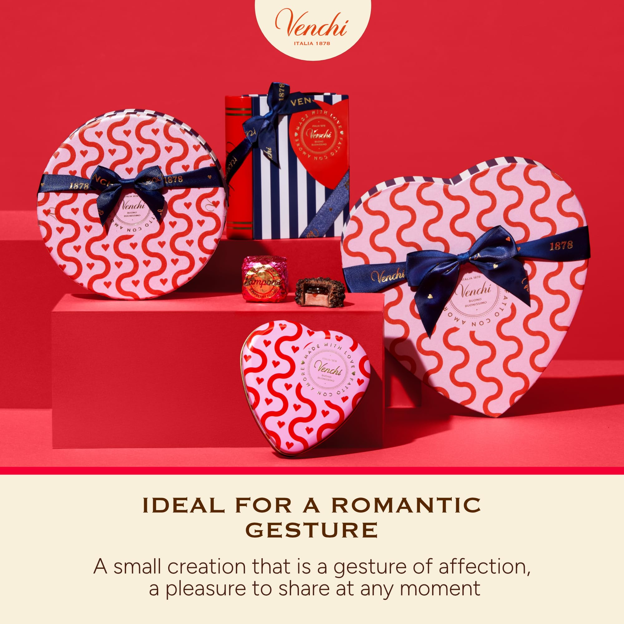 Venchi Mothers Day gift idea: heart box overflowing with refined chocolates