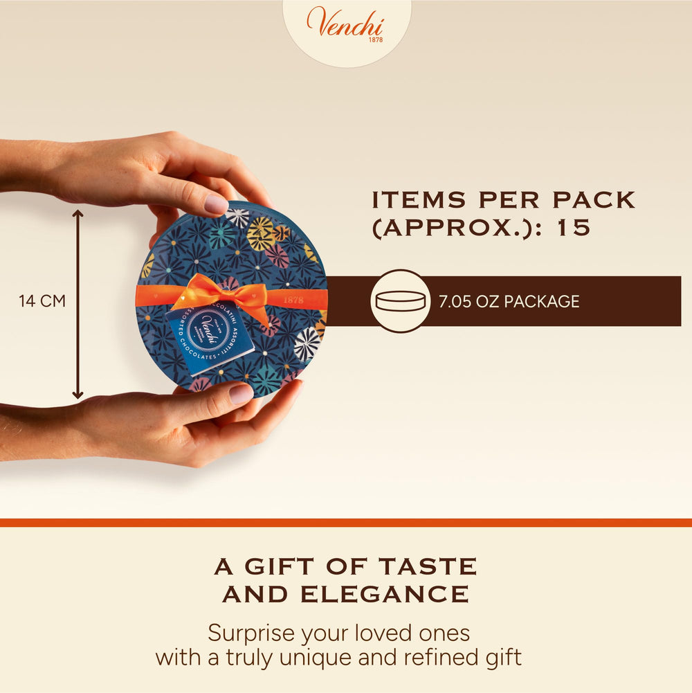 Venchi label highlights natural ingredients and no artificial additives.