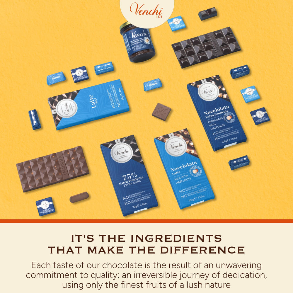 Venchi nutrition label helps compare cocoa quality and sugar content
