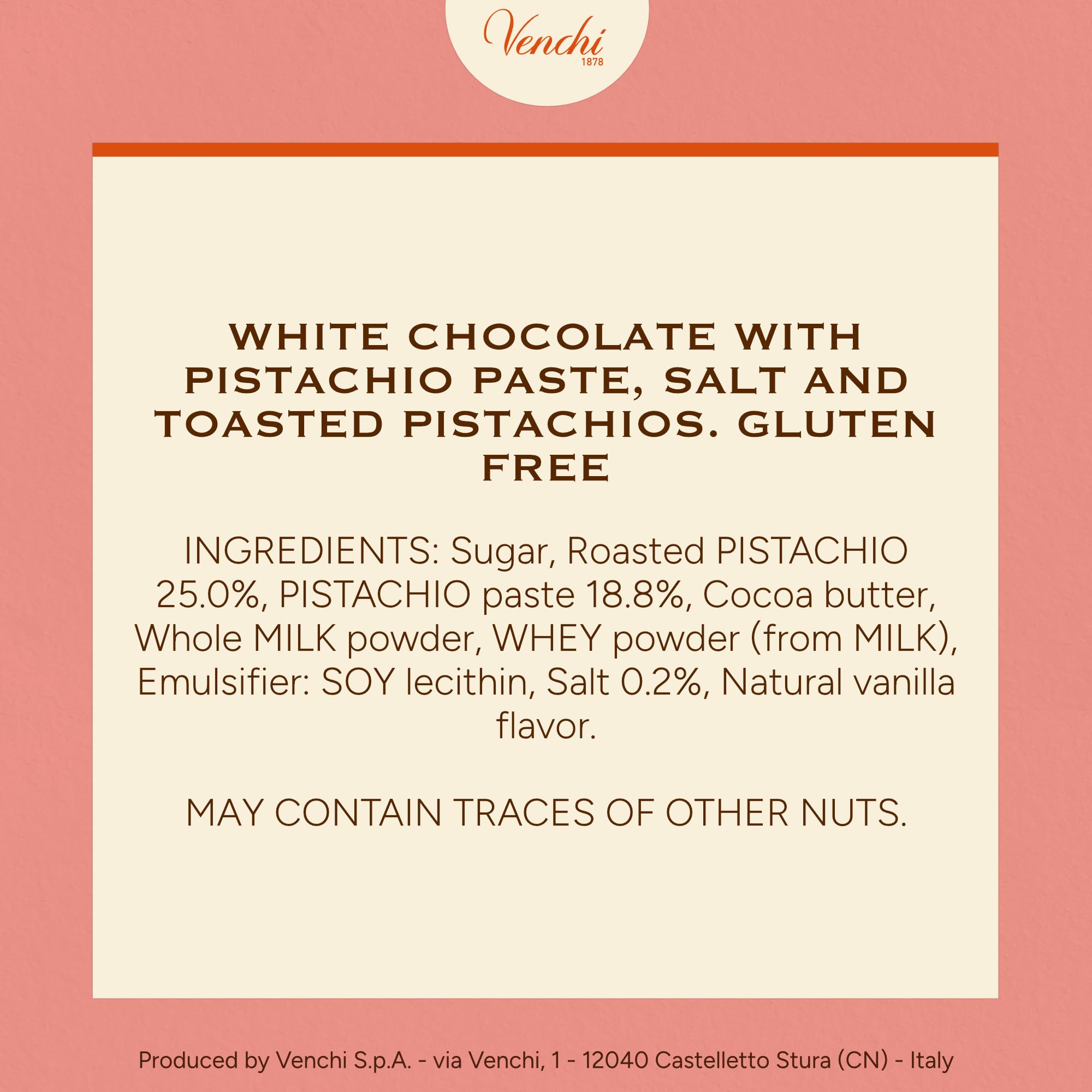 Venchi Pistachio Bar freshness-wrapper preserves flavor and aroma
