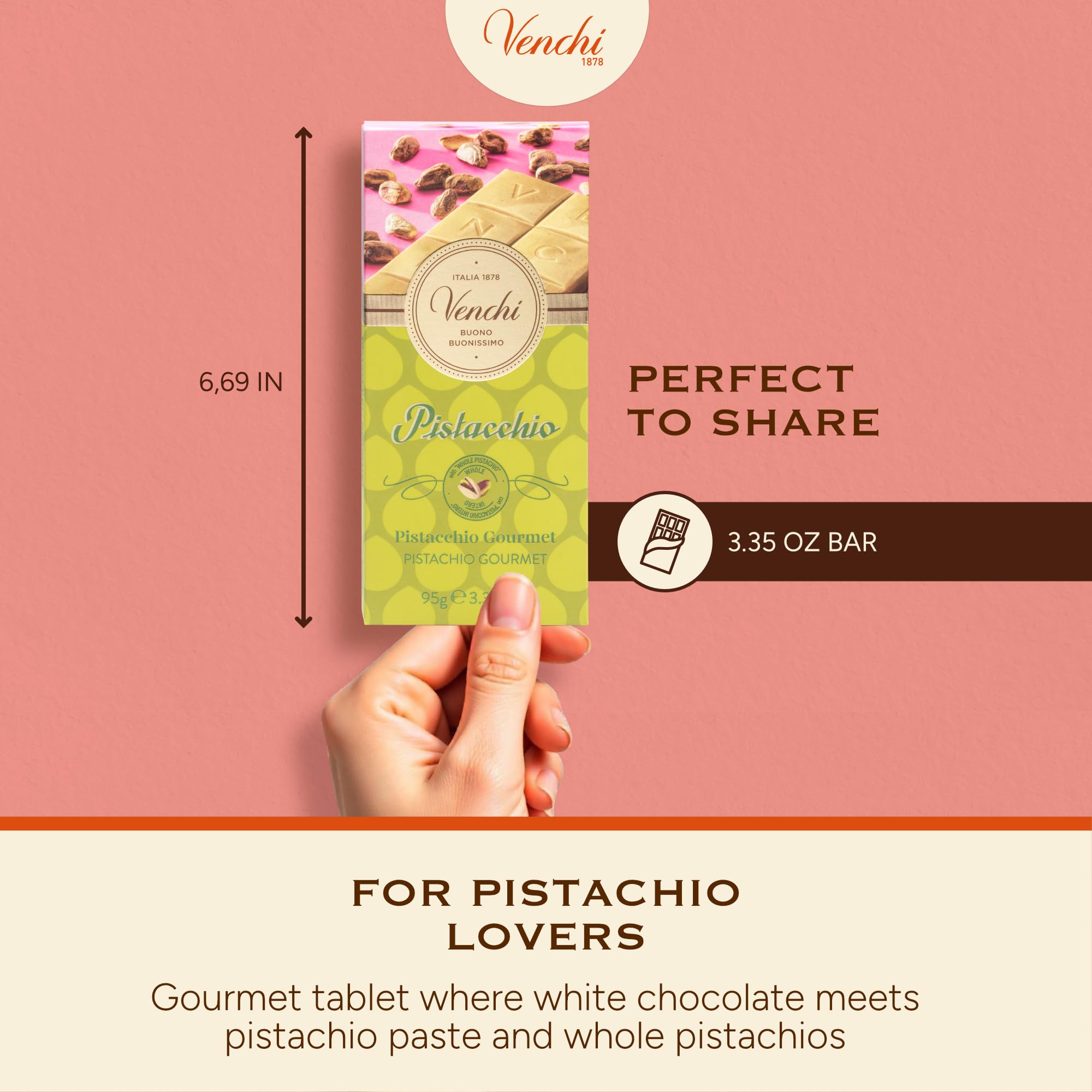 Venchi Pistachio Bar gluten-free formulation for versatile snacking
