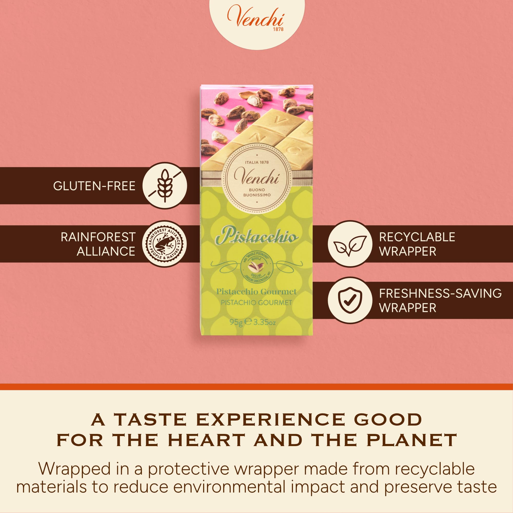 Venchi Pistachio Bar made in Italy reflecting Buono Buonissimo quality