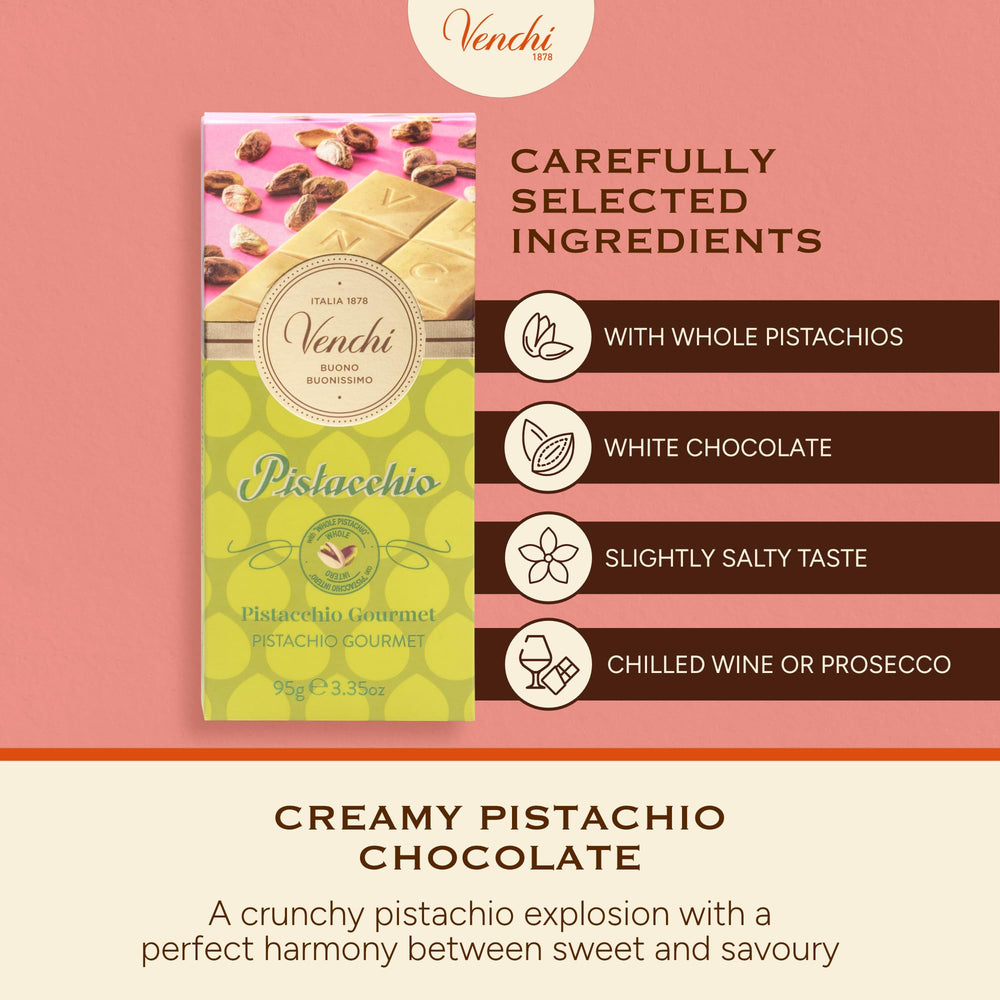 Venchi Pistachio Bar packaging in an elegant box, ideal for gifting