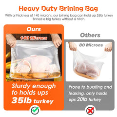 Venrothy heavy-duty brine bag 140 microns resists tearing during brining