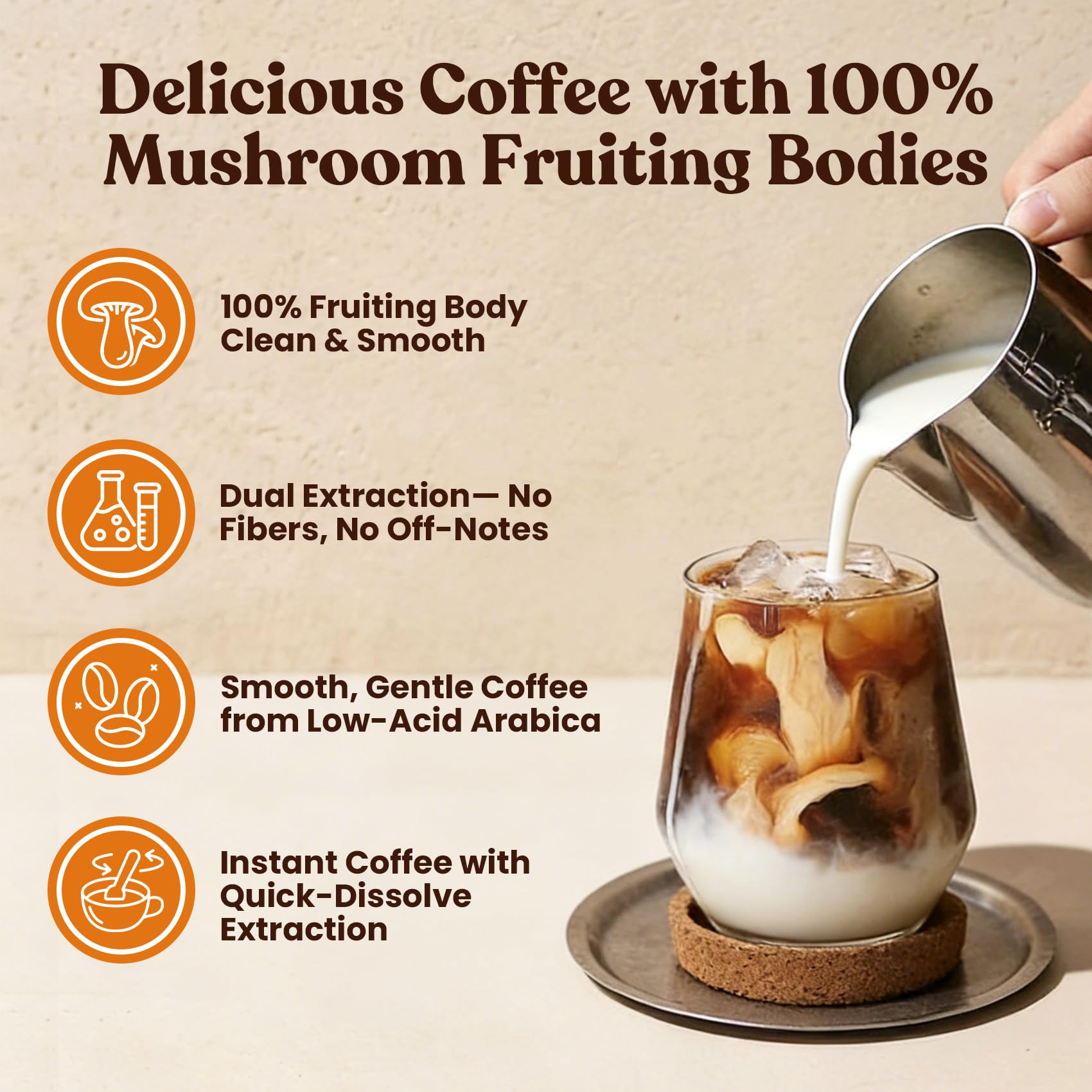 Venture Pal digestive-support mushrooms blend displayed with spoon for daily use.