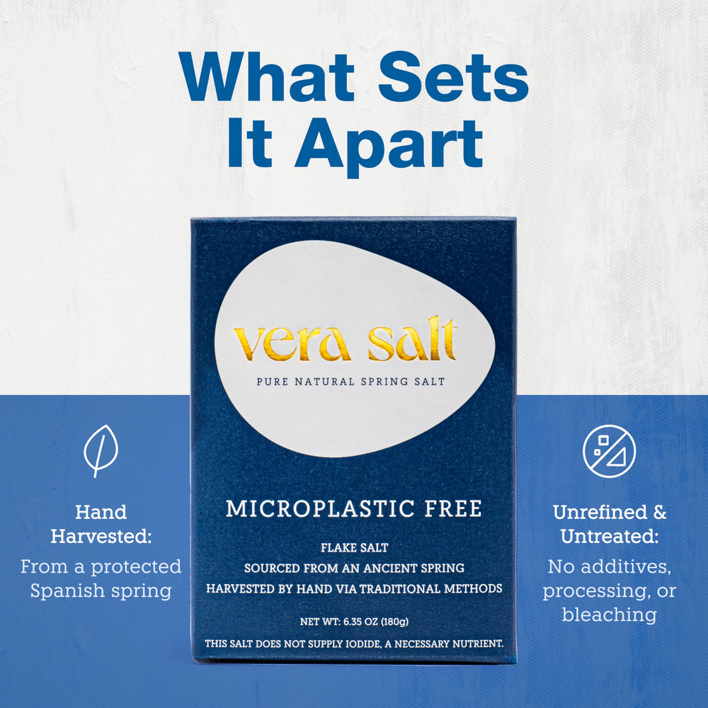 VERA SALT hand-harvest process visible preserving natural flake structure and minerals.