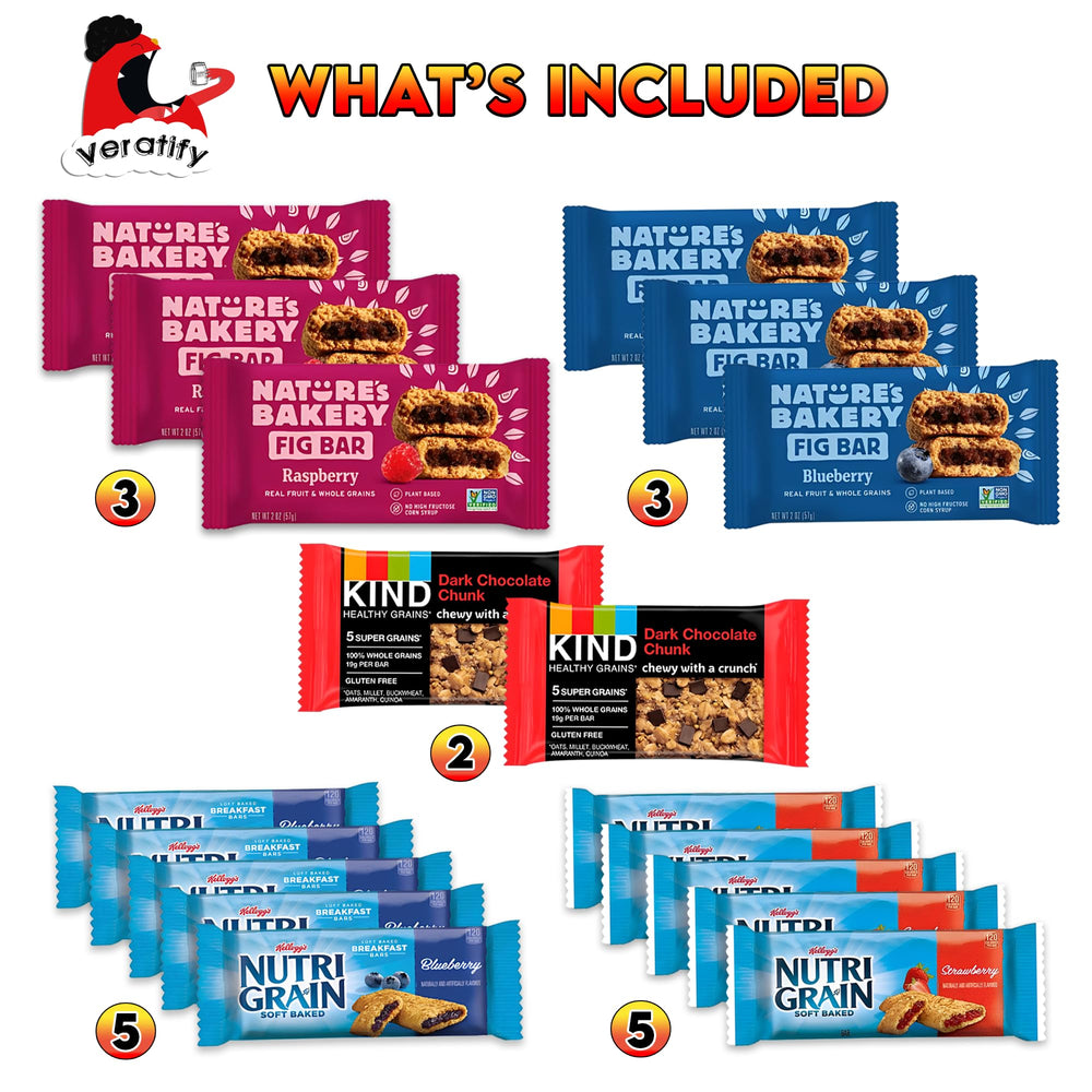 Veratify gift of 66 snack bars highlighting variety and freshness