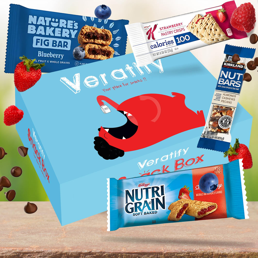 Veratify strawberry bar imagery evokes bright satisfying snacking moments