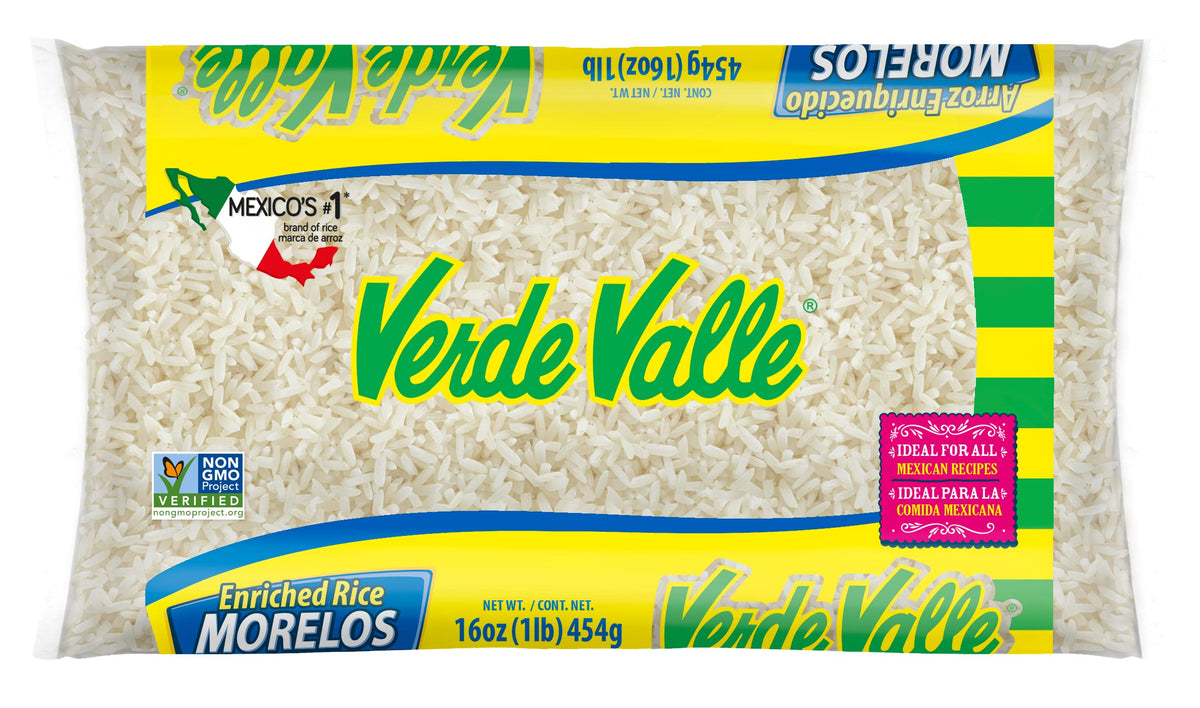 Verde Valle Morelos rice bag 1lb, versatile pantry staple for daily meals.
