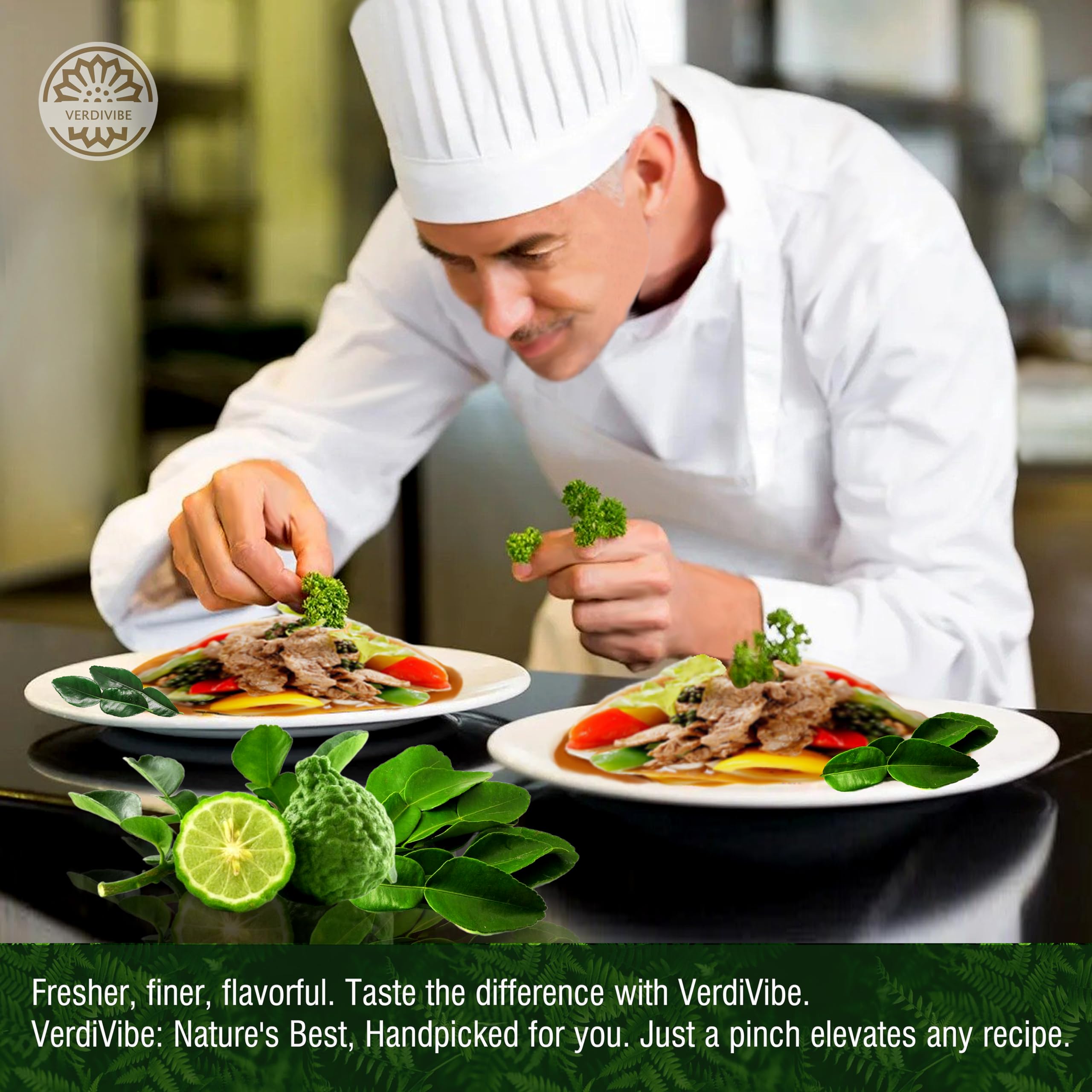 VERDIVIBE kaffir lime leaves bundle closeup highlighting natural aroma and culinary versatility.