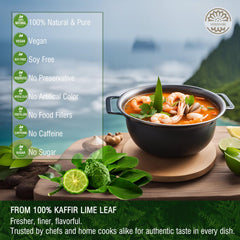 VERDIVIBE kaffir lime leaves for cooking image conveying authentic Thai flavor in dishes.