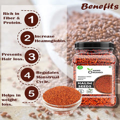Verem Namo Organics Halim seeds displayed with lemon water for easy daily hydration.
