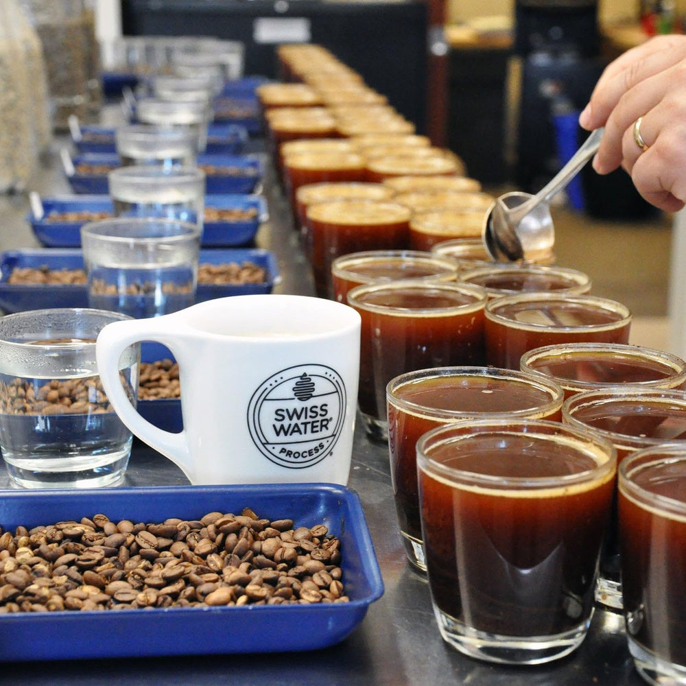 OU kosher certification mark on Verena Street decaf packaging for dietary compliance.