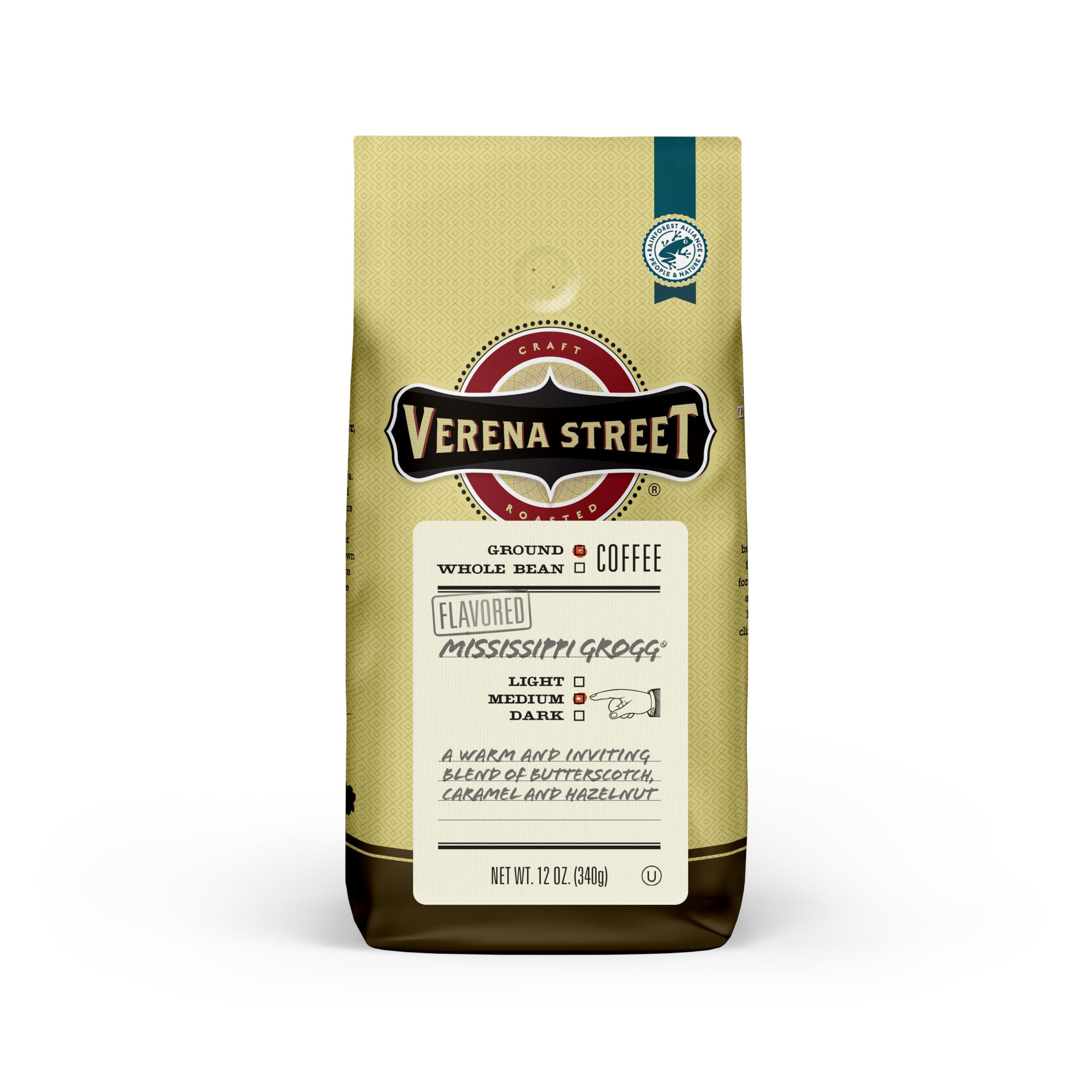 Verena Street Mississippi Grogg coffee bag ready for home brewing.